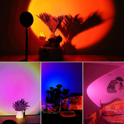 Sunset Lamp, Sunset Projection Lamp Sunset Projector Light 16 Colors Brightness Adjustable with Remote Control USB Charging Projection Night Light for Photography Party Home Living Room…